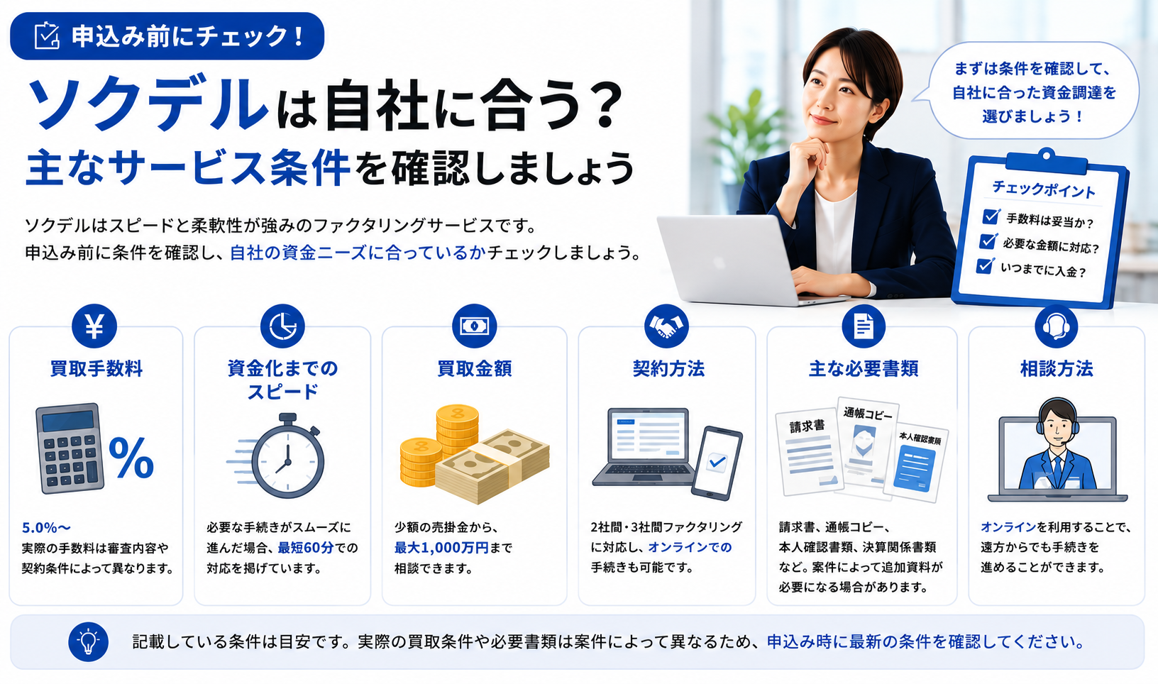 ソクデルを利用する前に確認したい主なサービス条件